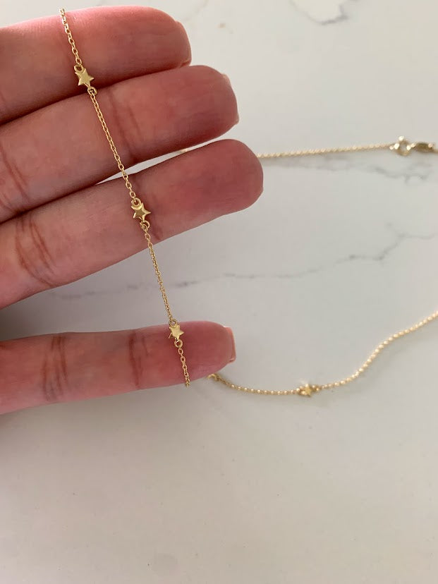 4MM 14K Gold SOLID Stars Necklace | 14K Gold Cable Chain | Layering Gold Chain | SOLID GOLD
