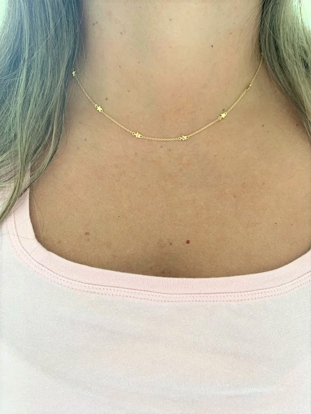 4MM 14K Gold SOLID Stars Necklace | 14K Gold Cable Chain | Layering Gold Chain | SOLID GOLD