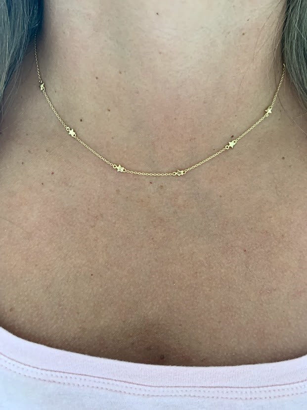 4MM 14K Gold SOLID Stars Necklace | 14K Gold Cable Chain | Layering Gold Chain | SOLID GOLD