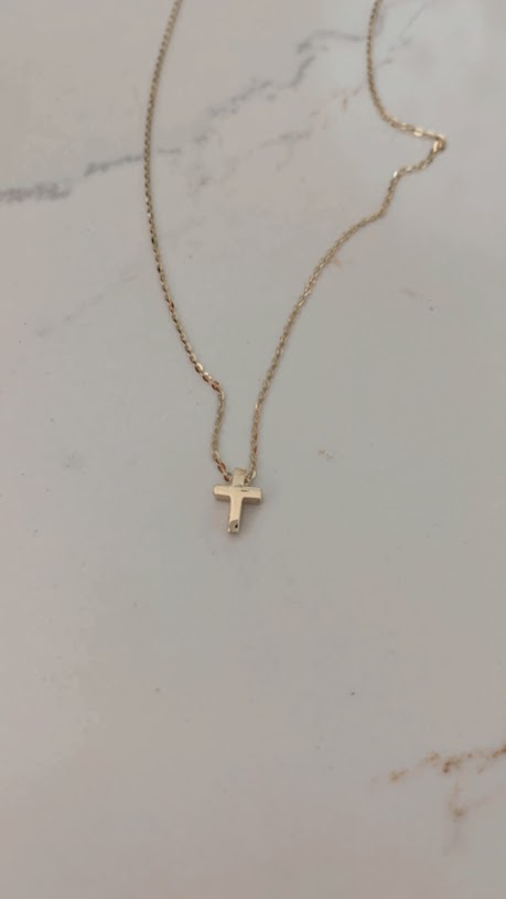 14K Gold Tiny Cross Necklace, Religious Jewelry Gift, Women's Christian Faith, Small Cross Pendant, Bold Cross Gift