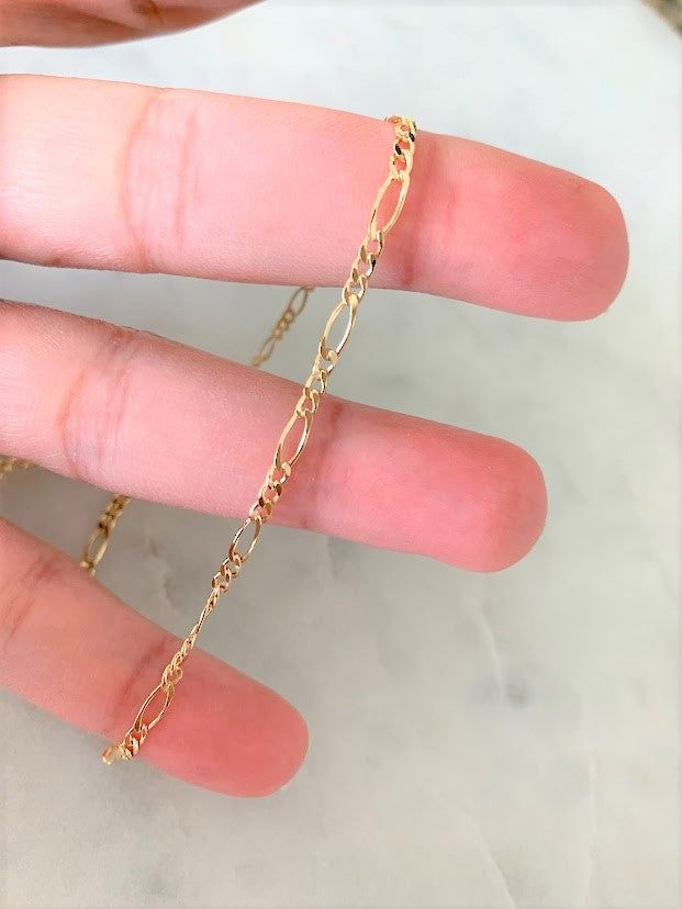 3MM Dainty Figaro Anklet in Gold-filled