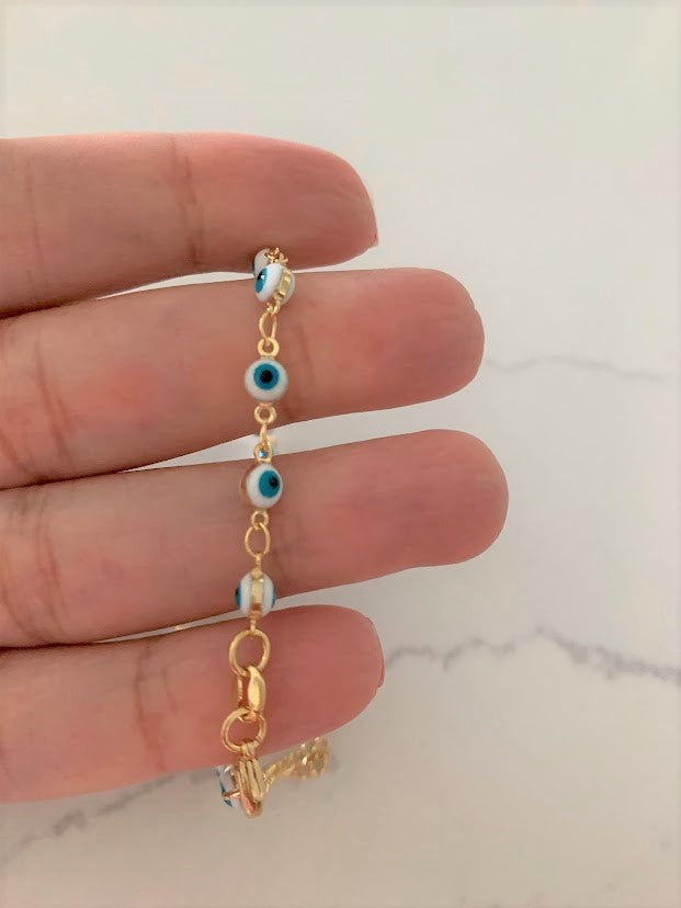 Evil Eye Beaded Chain Anklet | Gold filled Anklet | Gold Anklet | Gypsy Anklet | Dainty Evil Eye Anklet | Body Jewelry | Beads Anklet