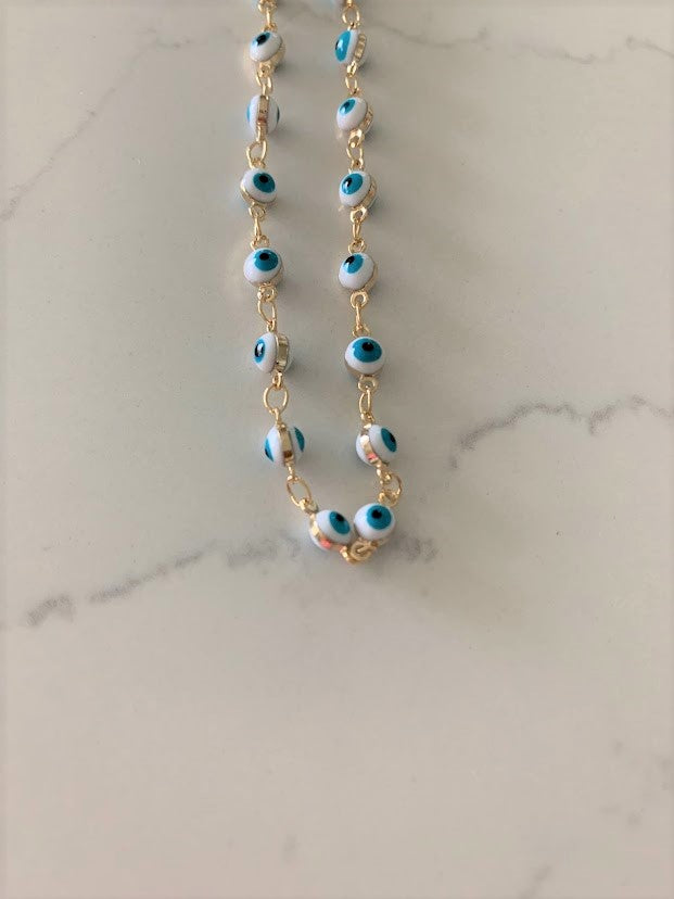 Evil Eye Beaded Chain Anklet | Gold filled Anklet | Gold Anklet | Gypsy Anklet | Dainty Evil Eye Anklet | Body Jewelry | Beads Anklet