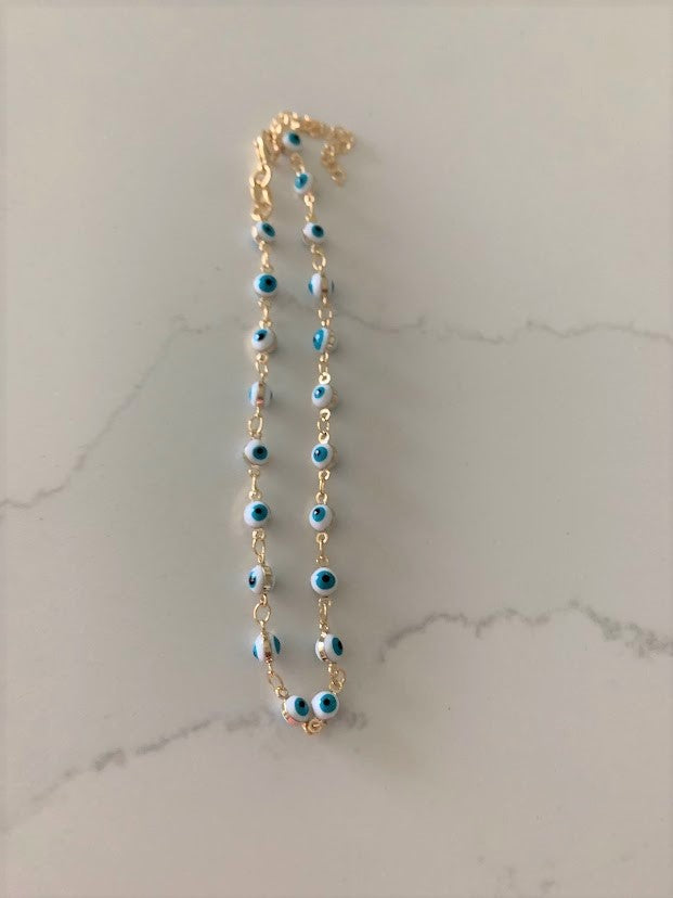 Evil Eye Beaded Chain Anklet | Gold filled Anklet | Gold Anklet | Gypsy Anklet | Dainty Evil Eye Anklet | Body Jewelry | Beads Anklet