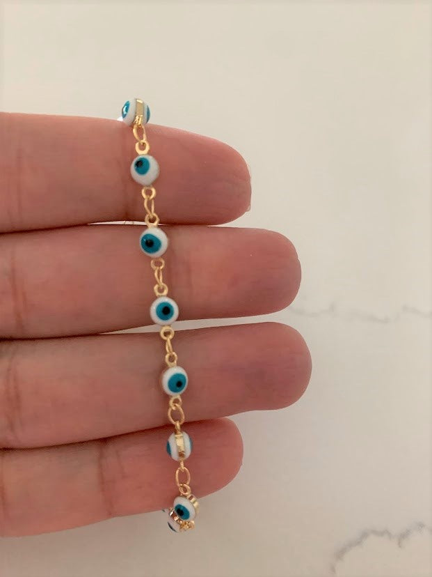 Evil Eye Beaded Chain Anklet | Gold filled Anklet | Gold Anklet | Gypsy Anklet | Dainty Evil Eye Anklet | Body Jewelry | Beads Anklet