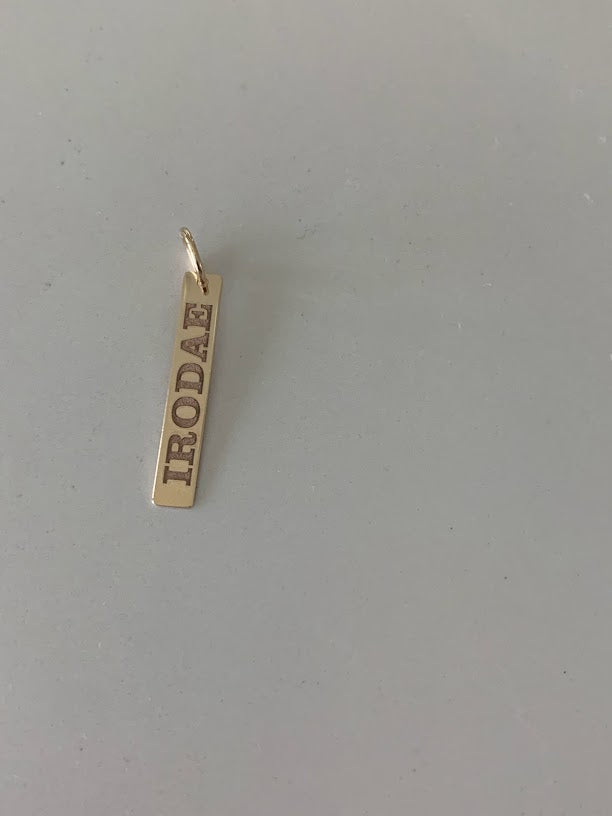 30MM 14K Solid Gold Bar Pendant | Personalized Engraving Bar Pendant | Solid Gold | Personalized Pendant with Family Names/Initials