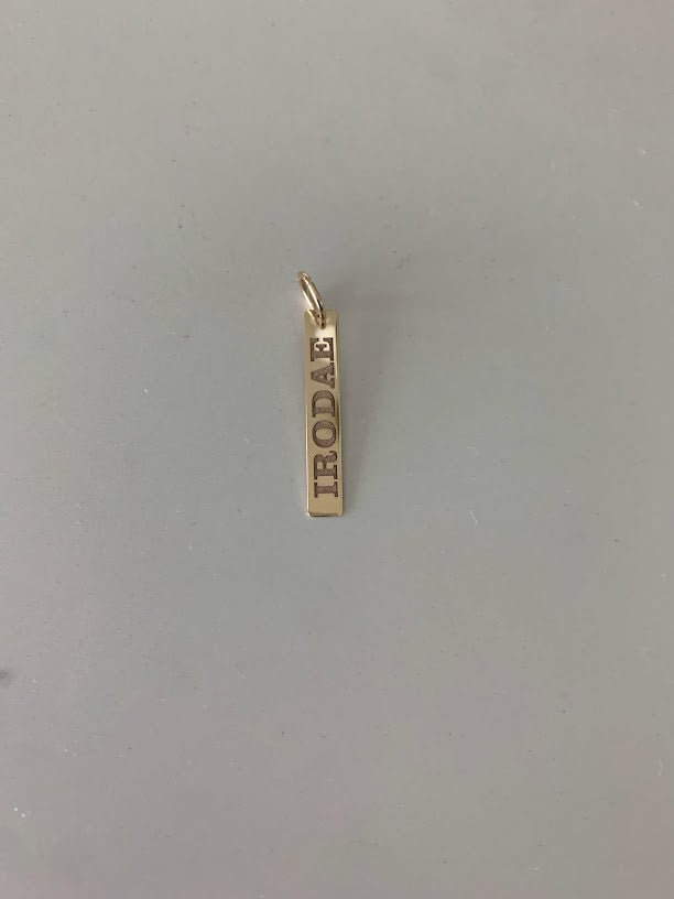 30MM 14K Solid Gold Bar Pendant | Personalized Engraving Bar Pendant | Solid Gold | Personalized Pendant with Family Names/Initials