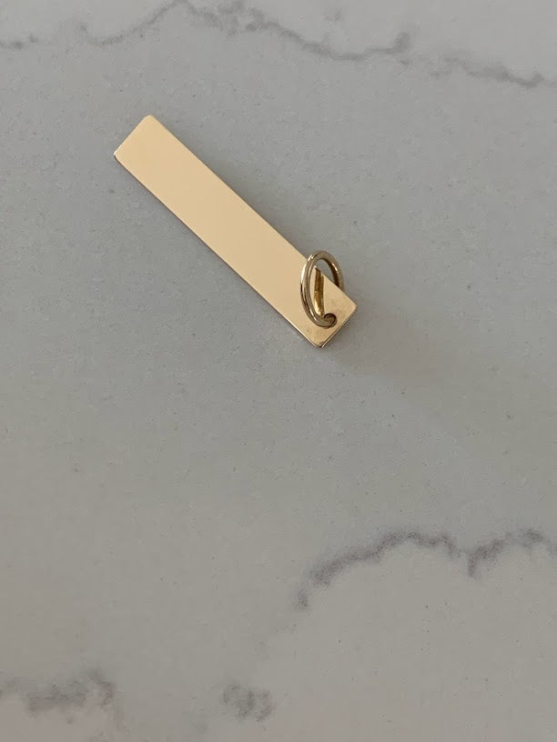30MM 14K Solid Gold Bar Pendant | Personalized Engraving Bar Pendant | Solid Gold | Personalized Pendant with Family Names/Initials