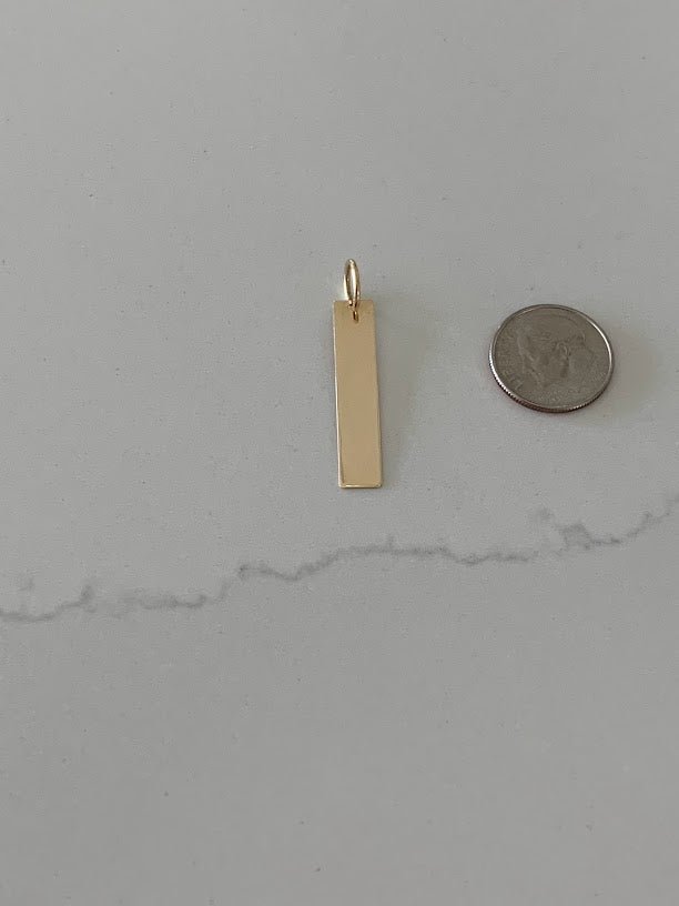 30MM 14K Solid Gold Bar Pendant | Personalized Engraving Bar Pendant | Solid Gold | Personalized Pendant with Family Names/Initials