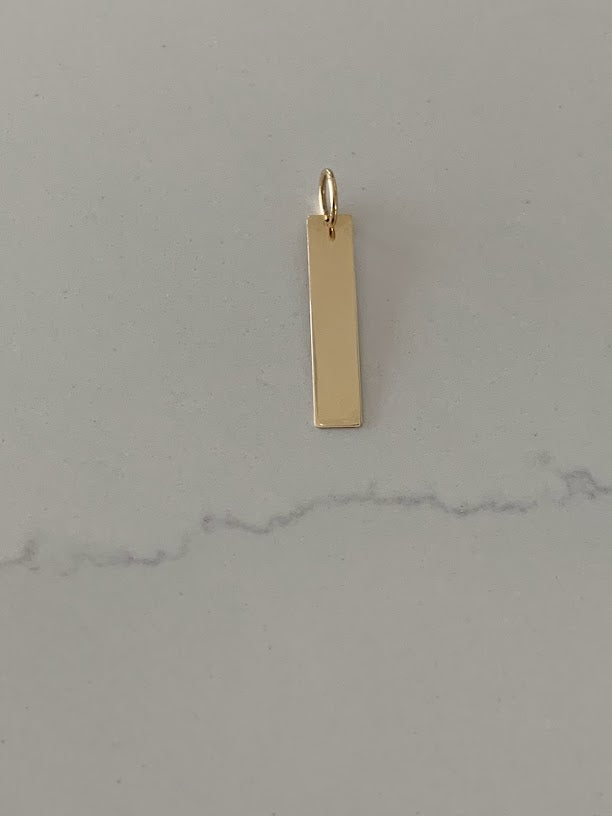 30MM 14K Solid Gold Bar Pendant | Personalized Engraving Bar Pendant | Solid Gold | Personalized Pendant with Family Names/Initials