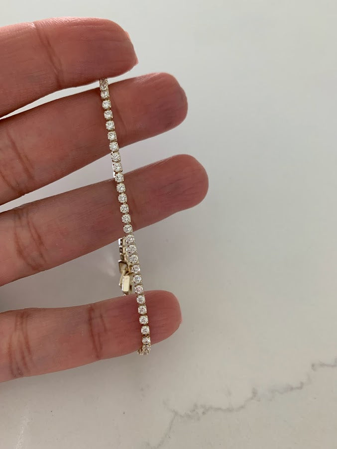 Cubic Zirconia Tennis Bracelet | 14K Gold Filled | 2.2 MM Diamond Tennis Bracelet | Bridal Jewelry | Dainty Minimalist Bracelet