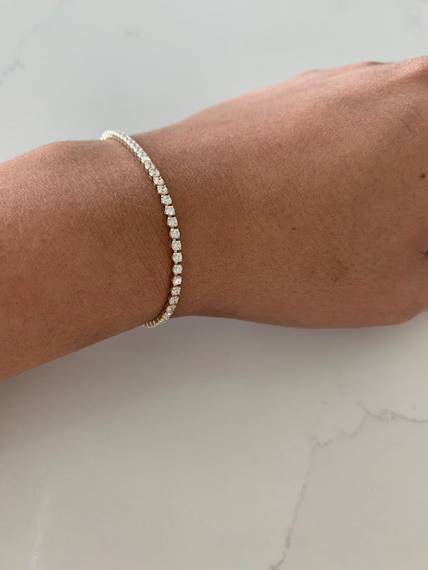 Cubic Zirconia Tennis Bracelet | 14K Gold Filled | 2.2 MM Diamond Tennis Bracelet | Bridal Jewelry | Dainty Minimalist Bracelet