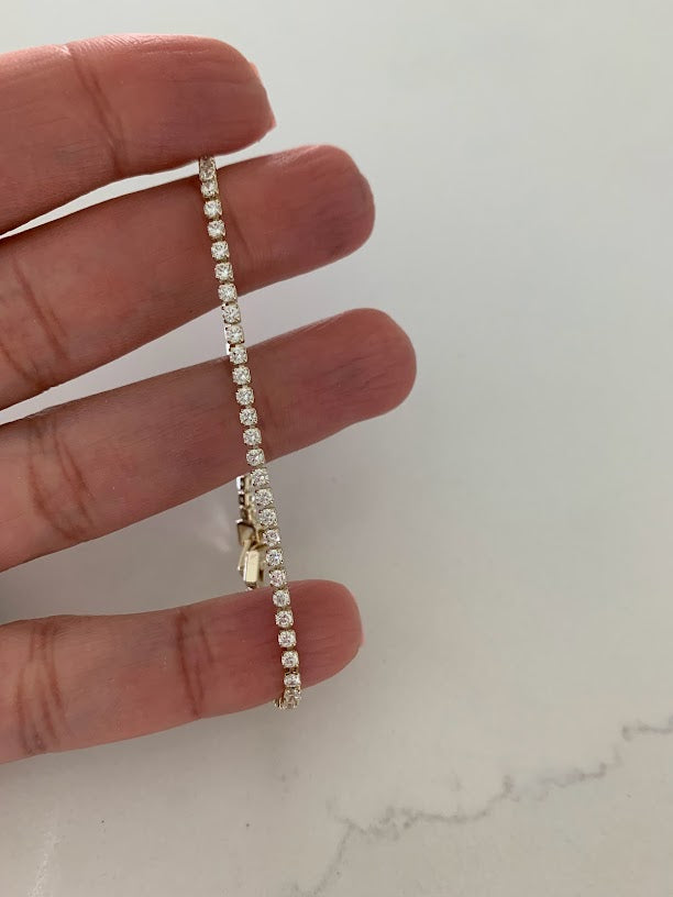 Cubic Zirconia Tennis Bracelet | 14K Gold Filled | 2.2 MM Diamond Tennis Bracelet | Bridal Jewelry | Dainty Minimalist Bracelet