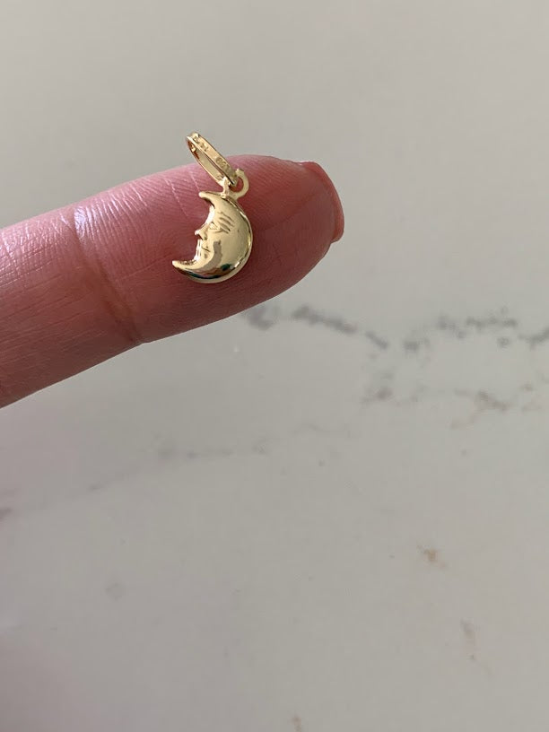 14K Solid Gold Moon Pendant | Yellow Gold Moon Pendant | Moon Pendant | 14K Solid Gold Pendant |