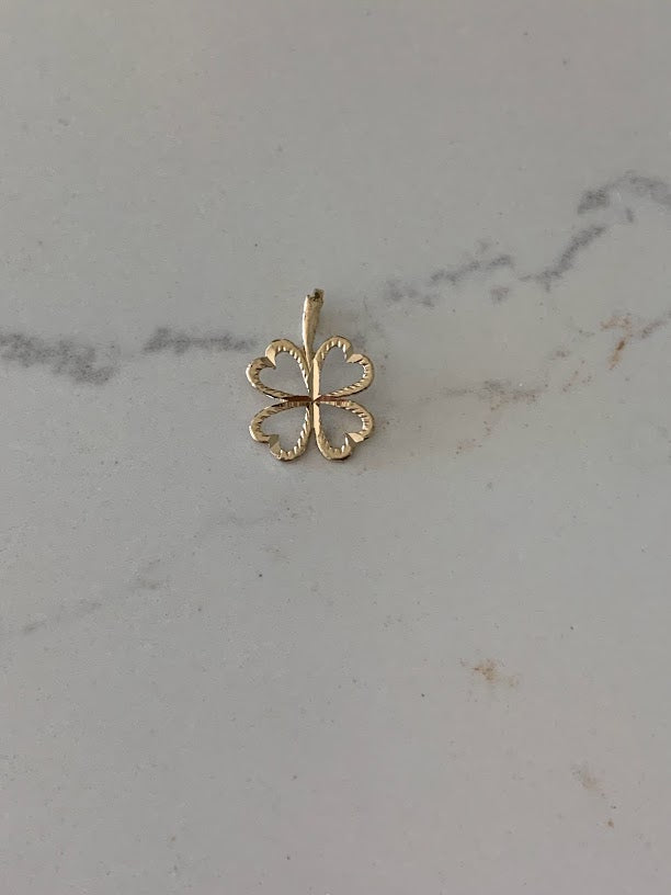14K Solid Gold Hearts Clover Leaf | Personalized Charms | Personalized Solid Gold Clover Leaf | 4 Leaf CLover Gold Charm | Personalized