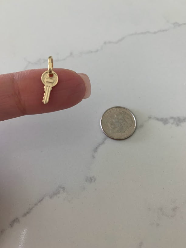 14K Solid Gold Key Pendant | Key Charm | Infinity Pendant | Key Pendant | Dainty Pendant