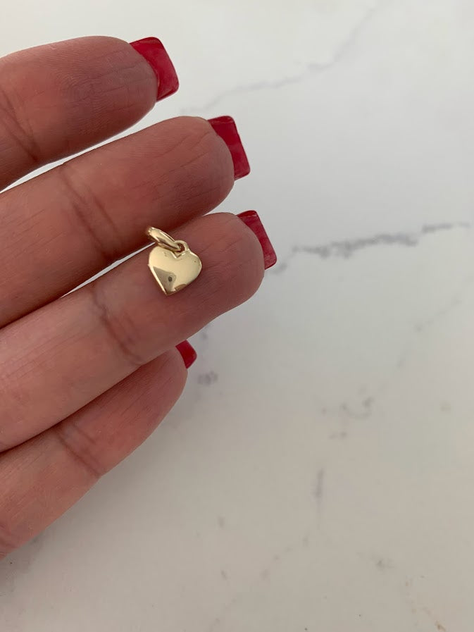 14K Gold Heart Charm | 8MM Puffed Heart Charm | Real Gold Heart Pendant | Love Gift | Gift for Her | Heart Charm | Dainty Pendant
