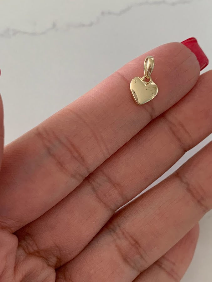 14K Gold Heart Charm | 8MM Puffed Heart Charm | Real Gold Heart Pendant | Love Gift | Gift for Her | Heart Charm | Dainty Pendant