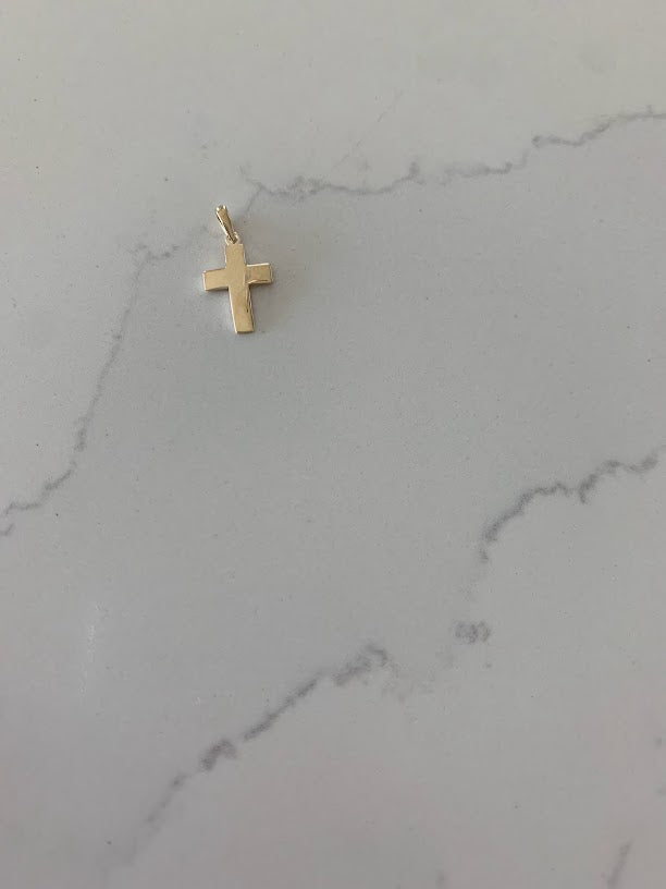 14K Solid Gold Cross | Shiny Yellow Gold Cross | Catholic Pendant | 14K Solid Gold Cross Christian Pendant | 16MM Cross