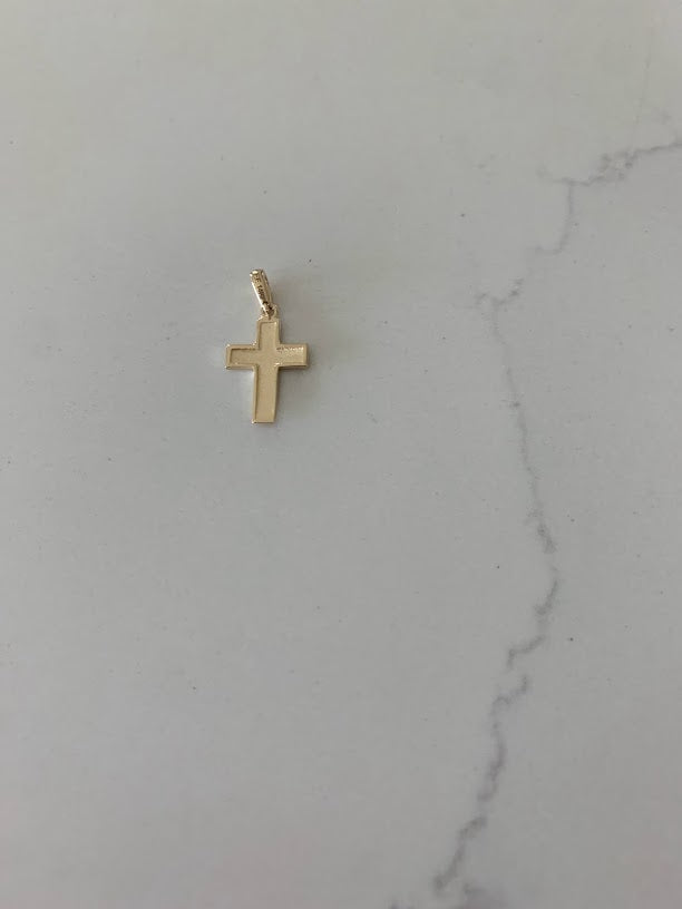 14K Solid Gold Cross | Shiny Yellow Gold Cross | Catholic Pendant | 14K Solid Gold Cross Christian Pendant | 16MM Cross