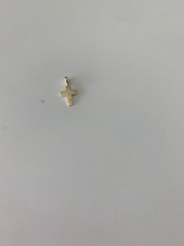 14K Solid Gold Cross | Shiny Yellow Gold Cross | Catholic Pendant | 14K Solid Gold Cross Christian Pendant | 16MM Cross
