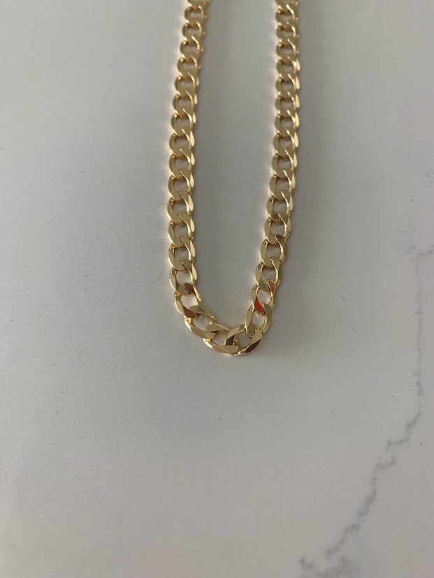 Flat Curb Chain Gold over Sterling Silver