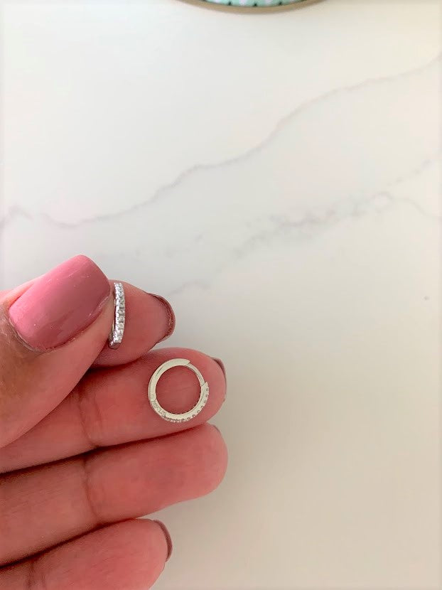 11MM Huggie Hoop Earrings, Pave Dainty Hoop Earrings, Huggie Earrings, Hoop Earrings, Everyday Earrings, Dainty Earrings, CZ Huggies, Hoops