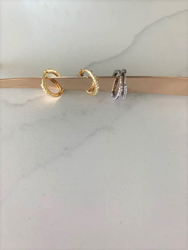 11MM Huggie Hoop Earrings, Pave Dainty Hoop Earrings, Huggie Earrings, Hoop Earrings, Everyday Earrings, Dainty Earrings, CZ Huggies, Hoops