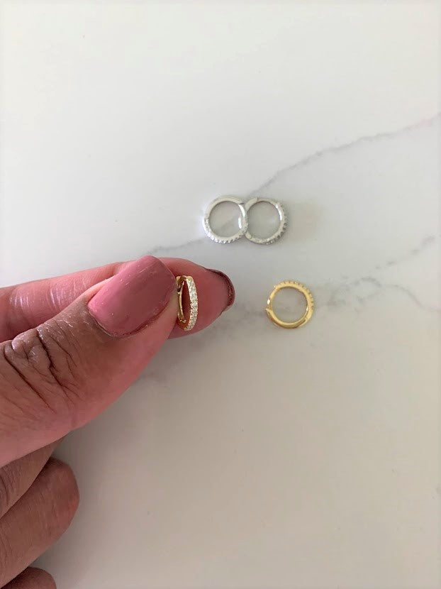 11MM Huggie Hoop Earrings, Pave Dainty Hoop Earrings, Huggie Earrings, Hoop Earrings, Everyday Earrings, Dainty Earrings, CZ Huggies, Hoops