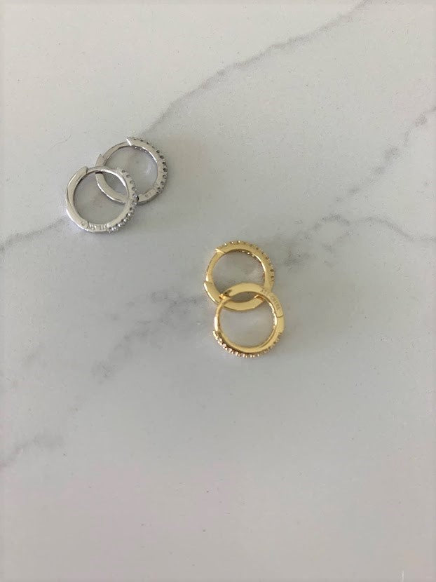 11MM Huggie Hoop Earrings, Pave Dainty Hoop Earrings, Huggie Earrings, Hoop Earrings, Everyday Earrings, Dainty Earrings, CZ Huggies, Hoops