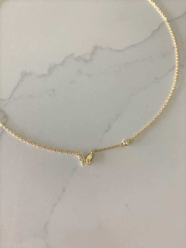 Minimalist Butterfly Necklace | 18K Gold over Sterling Silver