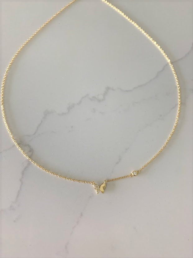 Minimalist Butterfly Necklace | 18K Gold over Sterling Silver
