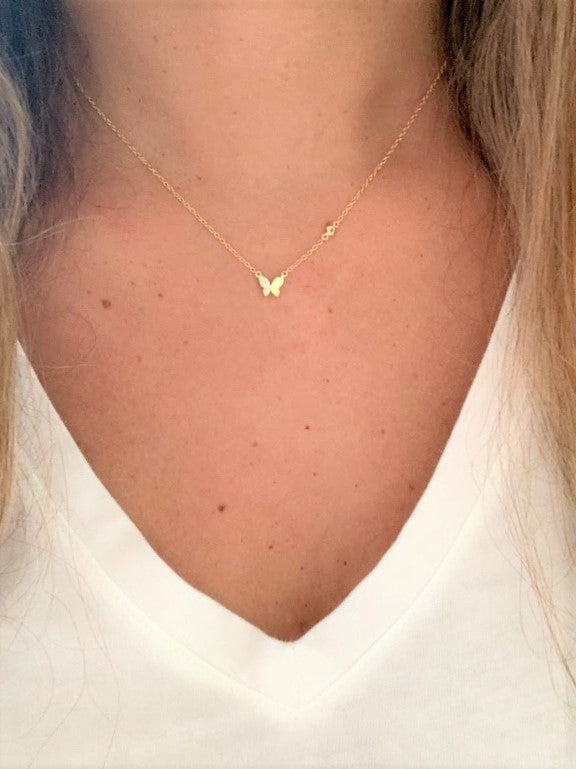 Minimalist Butterfly Necklace | 18K Gold over Sterling Silver