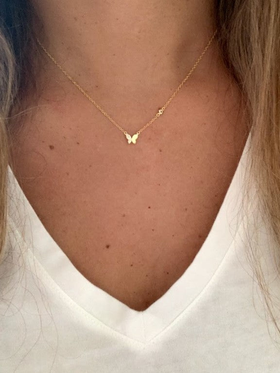 Minimalist Butterfly Necklace | 18K Gold over Sterling Silver