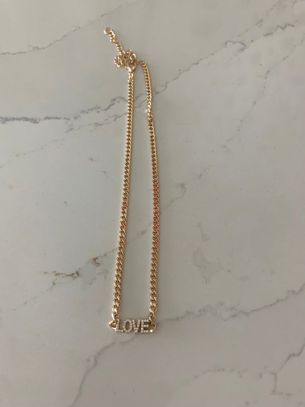 Gold Vermeil Cuban Curb Link LOVE Necklace