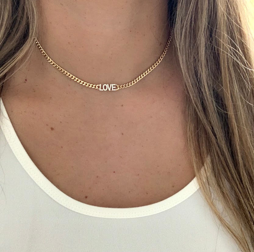 Gold Vermeil Cuban Curb Link LOVE Necklace