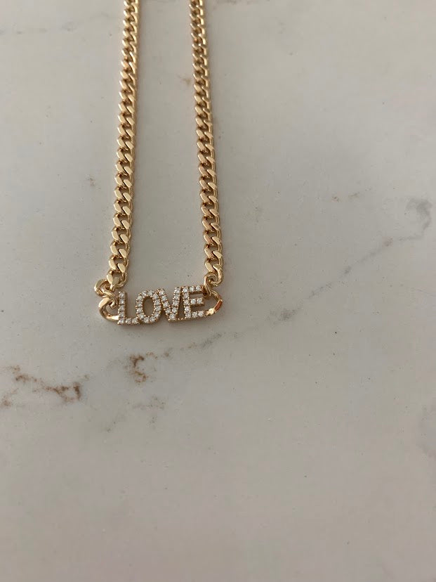 Gold Vermeil Cuban Curb Link LOVE Necklace