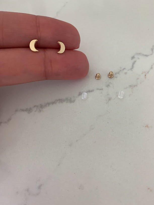 14K Gold Crescent Moon Stud Earrings | Hypoallergenic | Minimalist | Dainty Gifts for Her | Girls| Birthday| Gift for mom| Small Tiny Studs Active