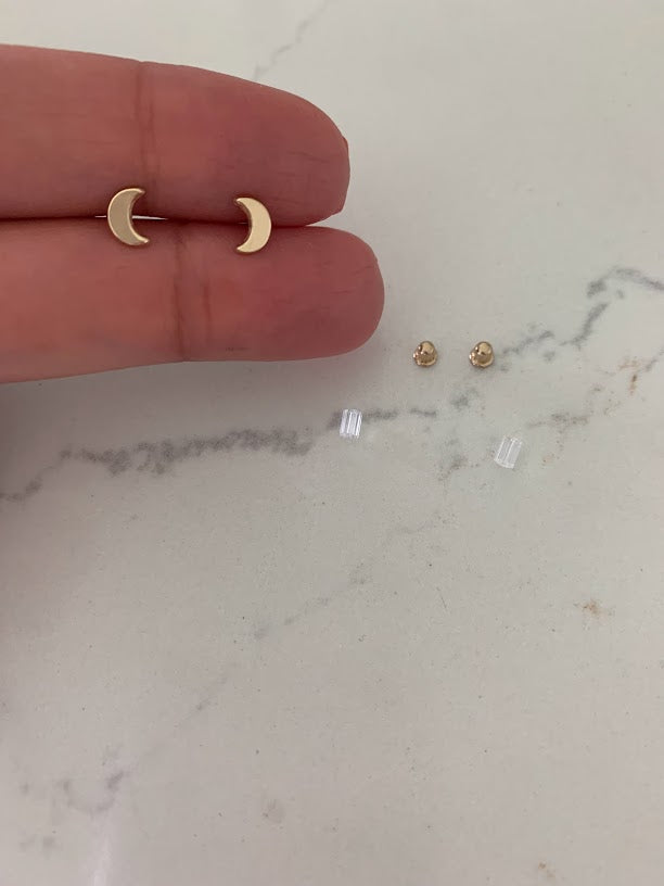 14K Gold Crescent Moon Stud Earrings | Hypoallergenic | Minimalist | Dainty Gifts for Her | Girls| Birthday| Gift for mom| Small Tiny Studs Active