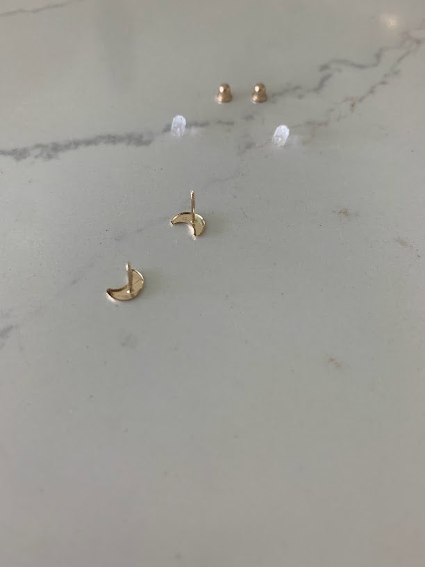 14K Gold Crescent Moon Stud Earrings | Hypoallergenic | Minimalist | Dainty Gifts for Her | Girls| Birthday| Gift for mom| Small Tiny Studs Active