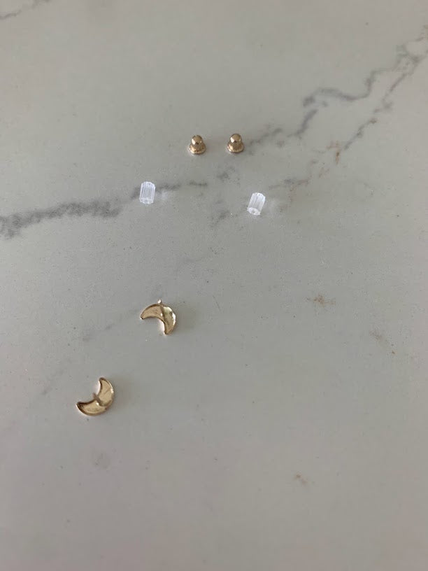 14K Gold Crescent Moon Stud Earrings | Hypoallergenic | Minimalist | Dainty Gifts for Her | Girls| Birthday| Gift for mom| Small Tiny Studs Active
