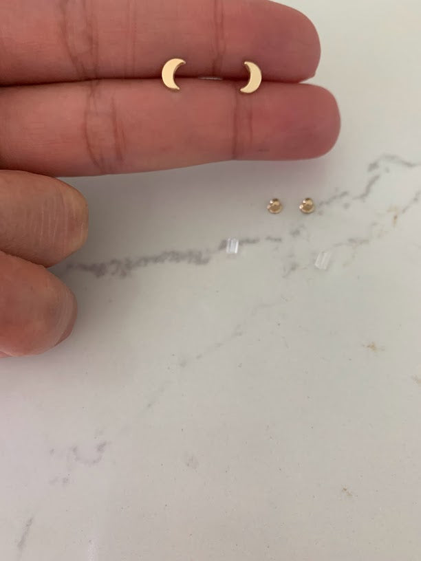 14K Gold Crescent Moon Stud Earrings | Hypoallergenic | Minimalist | Dainty Gifts for Her | Girls| Birthday| Gift for mom| Small Tiny Studs Active
