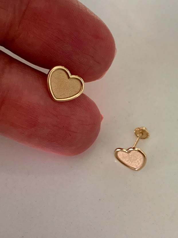 14K Solid Gold Opaque Heart Studs | 14K Solid Gold Classy Heart Cut Skewbacks Studs