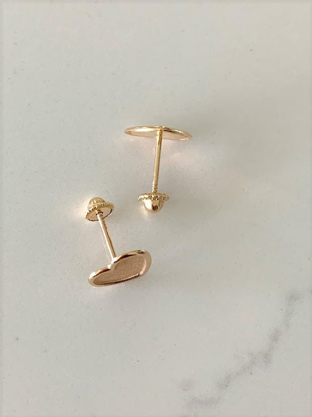 14K Solid Gold Opaque Heart Studs | 14K Solid Gold Classy Heart Cut Skewbacks Studs