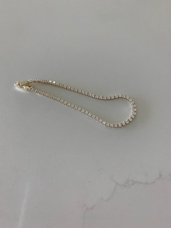 Cubic Zirconia Tennis Bracelet | 14K Gold Filled | 2.2 MM Diamond Tennis Bracelet | Bridal Jewelry | Dainty Minimalist Bracelet