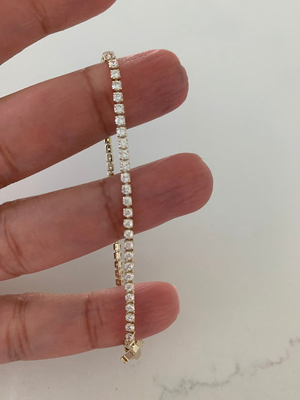 Cubic Zirconia Tennis Bracelet | 14K Gold Filled | 2.2 MM Diamond Tennis Bracelet | Bridal Jewelry | Dainty Minimalist Bracelet