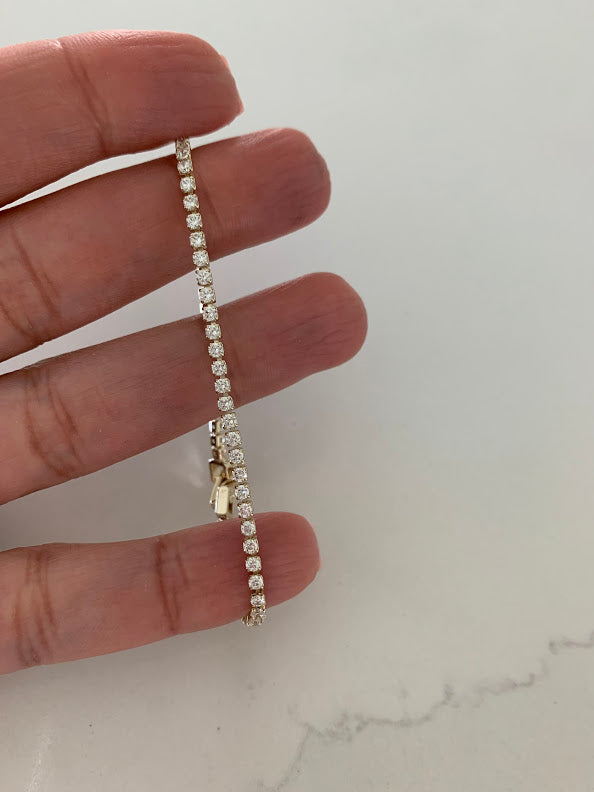 Cubic Zirconia Tennis Bracelet | 14K Gold Filled | 2.2 MM Diamond Tennis Bracelet | Bridal Jewelry | Dainty Minimalist Bracelet