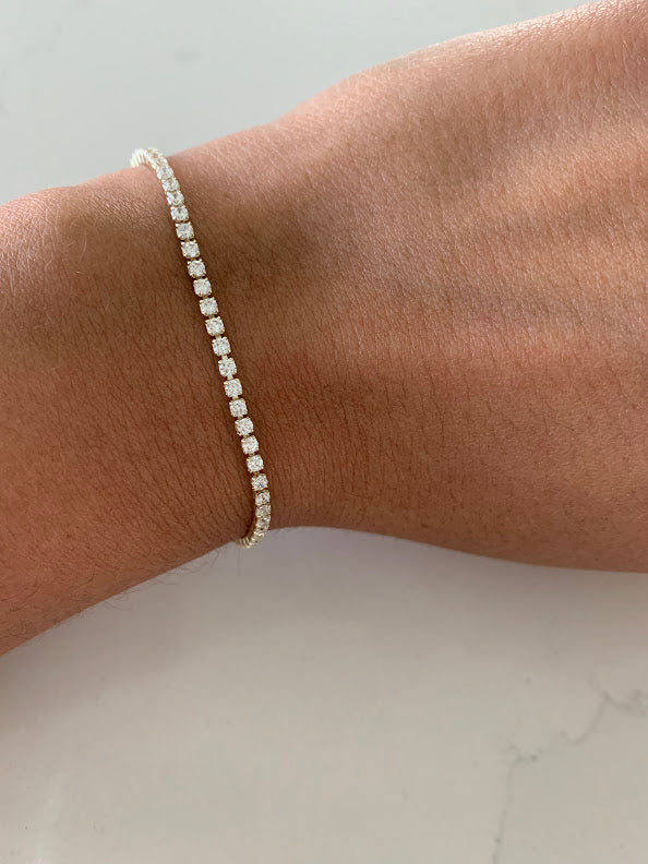 Cubic Zirconia Tennis Bracelet | 14K Gold Filled | 2.2 MM Diamond Tennis Bracelet | Bridal Jewelry | Dainty Minimalist Bracelet