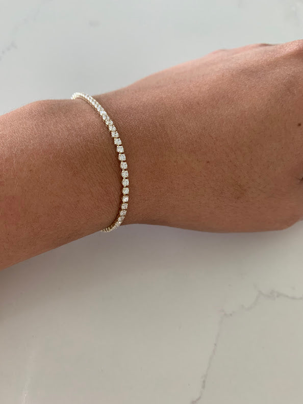 Cubic Zirconia Tennis Bracelet | 14K Gold Filled | 2.2 MM Diamond Tennis Bracelet | Bridal Jewelry | Dainty Minimalist Bracelet