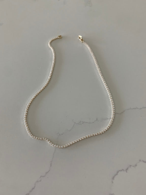 Cubic Zirconia Tennis Necklace | 2.2 MM Diamond Tennis Choker Necklace